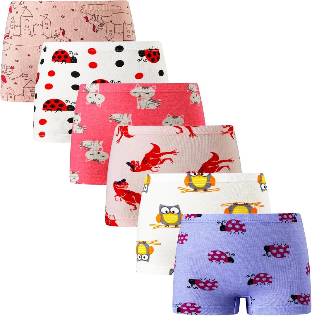 Winging Day Little Girls' Cotton Panties Baby Toddler Soft Underwear Multipack (12, Boyshort #7)