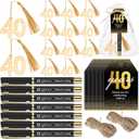 Spakon 50 Set 40th Birthday Party Favor for Guest Anniversary Party Favor Golden Birthday Bookmark Thank You Pen with Tag Appreciation Gifts for Women Men Wedding Anniversary