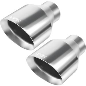 2 x 2.5" inlet Diesel Exhaust Tip 4.5" Outlet 7" Overall length Universal Exhaust Tailpipe Stainless Steel Double Wall Slant Cut Tail Pipe,truck Weld-On Exhaust Pipe Tips, Pack of 2