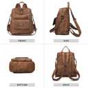 WYFJNX PU Leather Backpack Purse for Women Fashion Multipurpose Design Handbag Ladies Shoulder Bags Travel Backpack Brown