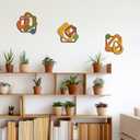 Pigort 3 Pcs Wooden Abstract Wall Art Mid Century Modern Wall Art 3D Modern Elegance Wall Decor Geometric Wall Decoration for Home Living Room Office 12.2x13inch