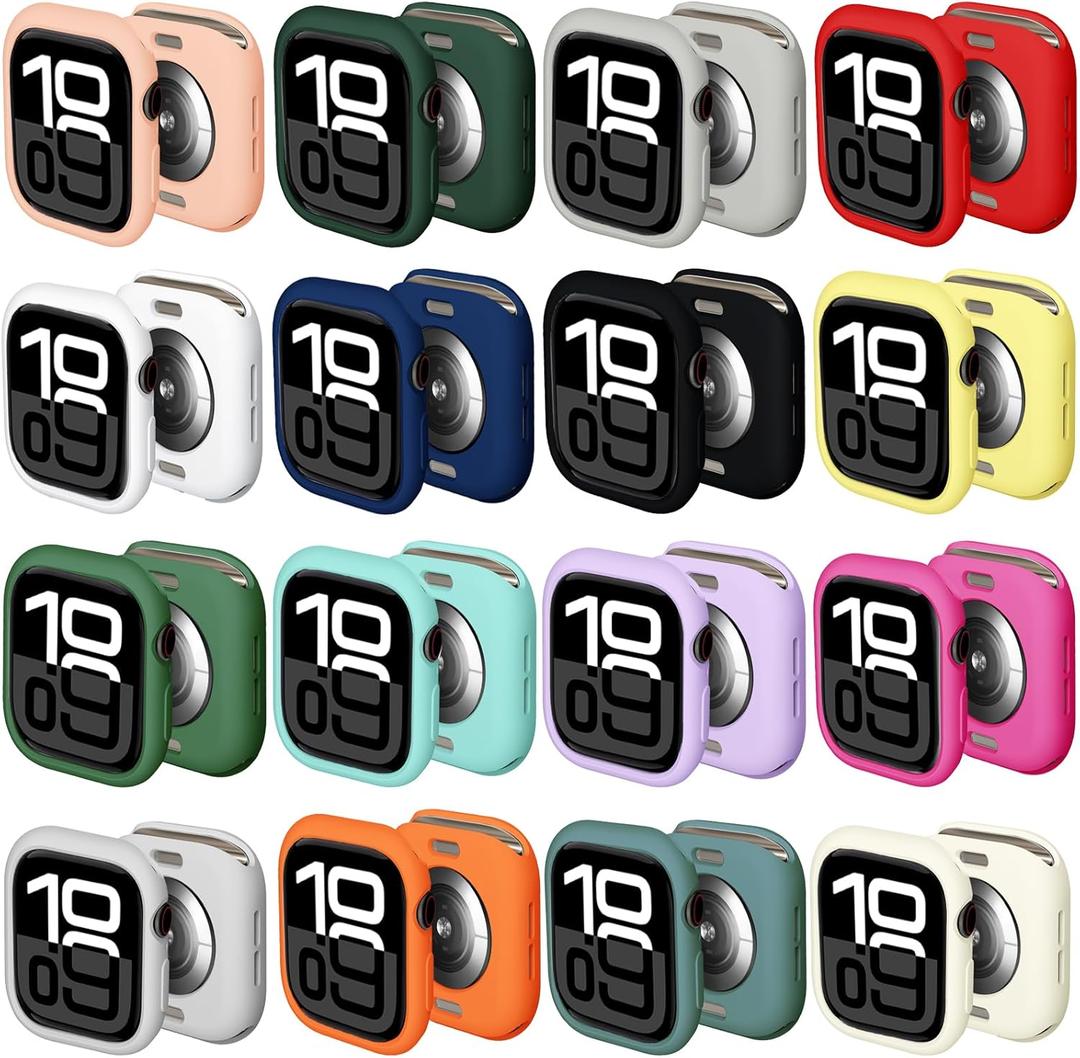 Compatible with Apple Watch Series 11 (2025) Series 10 46mm 42mm Shockproof TPU Silicone Protective Cover Bumper Shock-Absorbing Scratch-Resistant Case for Women Men (16pack, Series10 46mm)