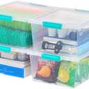 IRIS USA 12 Qt. Plastic Storage Bins Containers with Lids, 4 Pack, Sensory Bin, Craft Storage, Craft Organizers and Storage, Organizing Container for Home, Office and Art Supplies, Stackable, Clear
