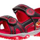 Disney Kids Cars Toy Story Mickey Spiderman Sonic Sandal LED Light Up Slides Toddler/Little Kid/Big Kid (Black/Red)