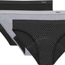 Hanes Women's Comfort, Bikini, Super Leaks Post-partum & Period Underwear, 3-Pack (Large, Black/Concrete Heather/Black)