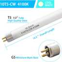 F10T5-CW 16" 4100K Fluorescent Linear Light Bulb,T5 10W Cool White Bulbs Replacement for Jasco,Philips,G5 Miniature Bipin Base(3 Pack)