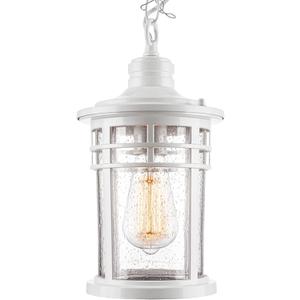 Darkaway Outdoor Pendant Lights for Porch, Outdoor Chandelier Hanging Porch Lights Ceiling Mount Aluminum with Seeded Glass for Front Porch Gazebo Patio (Medium, White)
