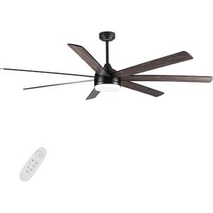 72-Inch Farmhouse Ceiling Fan with Plywood Blades, Adjustable Light Colors, and 6-Speed Control