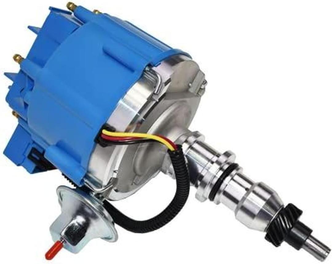 A-Team Performance Complete HEI Distributor - Ignition Module - Straight 6 Cylinder 240 and 300 (65K Coil, One Wire Installation, Blue Cap) - Compatible with Ford F100, F150, F250, E100, E150