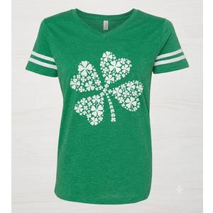 St Patricks Day Shirt for Women Irish Lucky Shamrock V-Neck Short Sleeve St Paddy's Day Tee Tops(Green, 2XL)