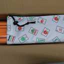 LUMIVIA Mahjong Racks with Pushers, Orange Wooden American Mahjong Tile Pushers and Racks Set of 4, with White Printed Mahjong Racks Drawstring Bag, Mahjong Accessories (19.68 Inches)