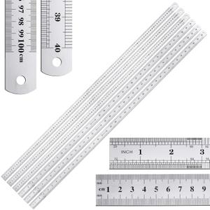 Lothee 6 Pieces Bulk Metal Yard Stick Large Stainless Steel Ruler Rule Measure Straight Edge 1 Metre Meter 40 Inch / 100 cm School Classroom Measuring Tool for Student Teacher Woodworking