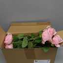 Jexine 50 Pcs Artificial Rose Flower Bulk Realistic Silk Fake Roses with Long Stem Plastic Artificial Flower Bouquet Real Looking for Home Wedding Centerpieces Party Decoration(Pink)