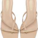 Kitten Heels Sandals for Women 2.5-inch Square Toe Flip Flop Thong Sandals for Summer Office Dress