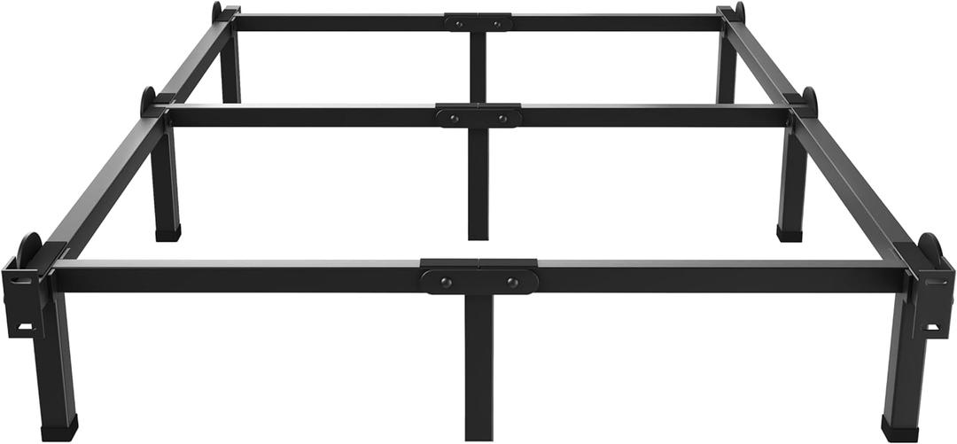 Metal Bed Frame, 9-Leg Bed Base, 8 inches Support for Box Spring, Full, Easy Assembly, Black