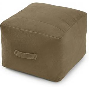 MeMoreCool Square Pouf Ottoman Foot Rest 20x20x15 Inches, Light Coffee | Khaki Light Coffee Floor Pouf Footstool, Foam Stuffed Foot Rest for Living Room Office