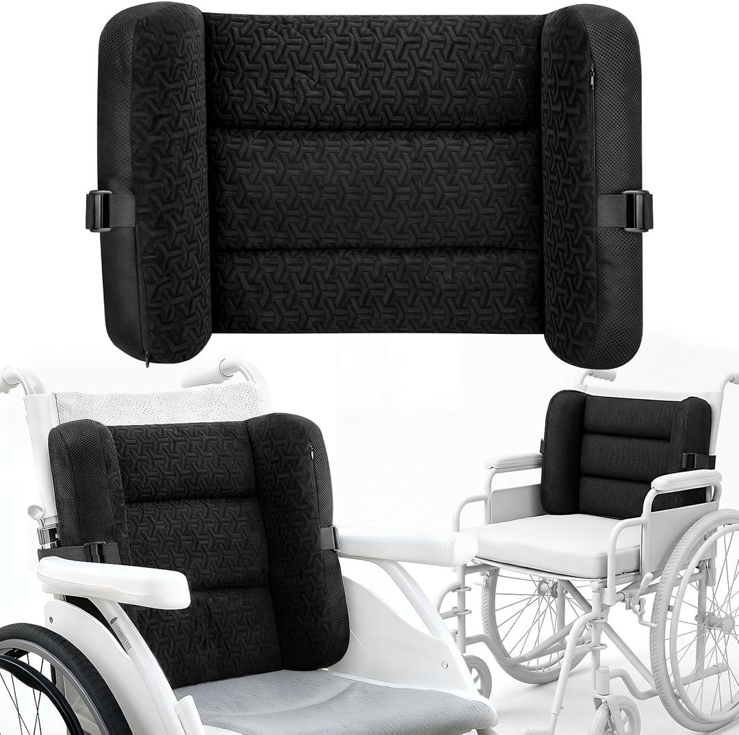 Lateral Support for Wheelchair Back Cushion Pressure Relief Side Support Pads Recliner Wheelchair Lumbar Pillow for Office Chair Back(Black)
