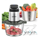 Ganiza Food Processor, 2-Speed Food Chopper Meat Grinder with 8 Cup Stainless Steel & 8 Cup Glass Bowls, Upgraded Button & Smart Overheat Protection Light - Includes Clean Brush, 2 Sets of Blades