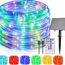 66FT Solar Rope Lights Outdoor Waterproof, 18 Colors Changing 200 LED String Light USB & Solar Powered with Remote, Tube Light Fairy Lighting for Outside Patio Fence Pool Christmas Decor