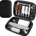 Shotgun Cleaning Kit for 12, 20, 410 Gauge - Compact Portable Case with Bronze and Spring Brushes, Brass Adaptor, Cotton Mop, Cleaning Pick, Patch Holder, Patches, Hand Brush, Empty Oil Bottle