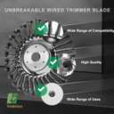 10 Inch Unbreakable Wired Trimmer Blade, Steel Wire Cutter Trimmer Head, Wire Rotary Brush Weed Trimmer Head, Weed Eater Head with Adapter Kit for Moss Grass Rust Removal, Gardening Lawnmower