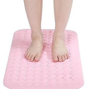 Dunzy 2 Pcs Non Slip Bath Mats 27.6x14.2 Inches TPE Bathtub Mats with Suction Cups Drain Holes Textured Surface Anti Slip Shower Pad for Bathroom Tub Adults Elderly Home Hotel