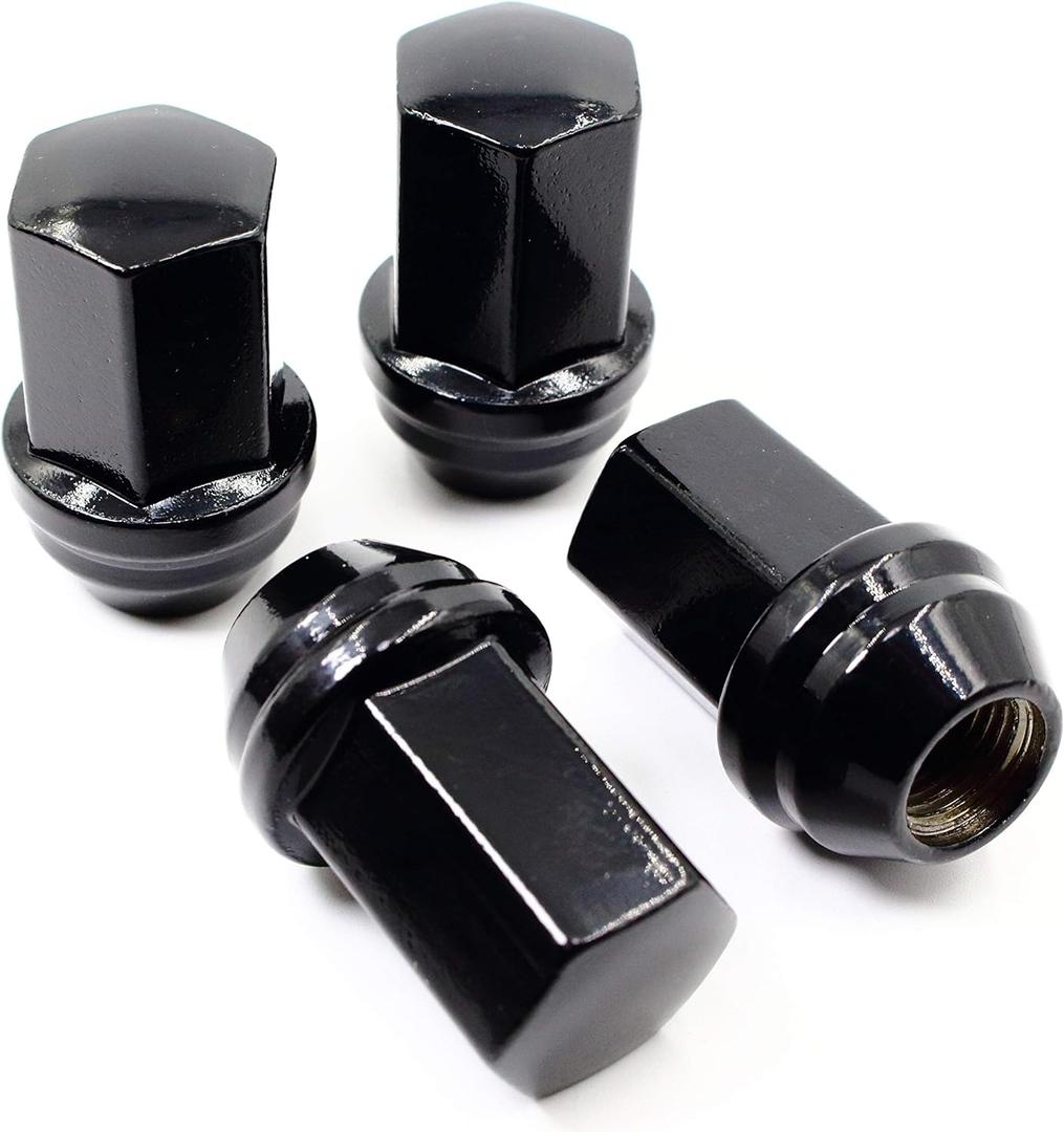 Set of 24 Veritek 14x1.5mm OEM Factory Style 1.80 Inch Length 7/8 22mm Hex Duplex Large Acorn Seat Wide Base Replacement Black Lug Nuts for Buick Cadillac Chevy Chevrolet GMC Factory Wheels
