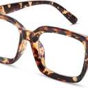 IBOANN Oversized Blue Light Glasses for Woman, Funky Fashion Glasses With Preppy Look, Eye Strain Computer Glasses (Medium, Coco Tortoise)