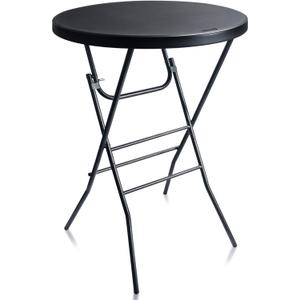 Byliable 32in Cocktail Table Black High Top Folding, Portable Bar Height Folding Table Round with Removable Carbon Black Legs, Indoor Outdoor Banquet for Parties, Commercial, Speech