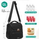 Breastmilk Cooler Bag - Large Capacity 12L & 10-Hour Insulated Bottle Cooler Bag with Detachable Divider for Tall Baby Bottles | Dual Deck Lunch Box for Women | Breast Pump Bags for Work