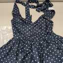 Two Piece Skirt Set for Women Retro Sleeveless Halter Top Long Trousers Polka Dot Matching Summer Outfit Casual (Blue, XS)