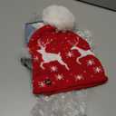 Light Up Christmas Beanie Hats for Adults - Knit Winter Pom Pom Snow Cap, Holiday Xmas Party Supplies (Reindeer Design)