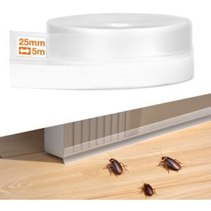 2 x RECAPS 25mm 16.4 Feet Silicone Weather Stripping Door Seal, Transparent Under Door Gap Filler for Draft Stopper Adhesive Doors Windows and Shower Glass Gaps