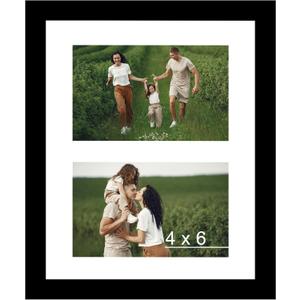 8x10 Picture Frame, 4x6 Collage Photo Frame, Display 2 Pcs 4x6 Photos or 8x10 Picture, Two Opening 4x6 Frame Collage for Wall Hanging or Tabletop, Lightweight 4 x 6 Double Picture Frame, Black