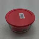 Pyrex Simply Store 2-Cup Single Glass Food Storage Container with Lid, Non-Pourous Glass Round Meal Prep Container with Lid, BPA-Free Lid, Dishwasher, Microwave, Oven and Freezer Safe (Red)