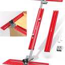 Portable Stair Tread Template Tool, Simple Assembly Stair Measuring Tool, Adjustable Bar Length from 23" to 64.2", Precision Stair Tread Jig with Dual Knobs and Stop Pins, 14" Pivoting Scale (Red)