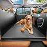 Tapizado Back Seat Extender for Dogs with PU Leather, Detachable Hard Bottom Car Seat Cover for Dog Holds 400lbs, Large Space Backseat Extender, Hammock for Car, SUV with Mesh Window
