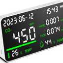 CIS 7-in-1 Air Quality Monitor, Indoor Humidity Monitor, Temperature, CO2, TVOC, HCHO, Time, Date Display Desktop Air Quality Tester, Air Quality Meters for Home Office Hotel Restaurant School