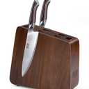 HOSHANHO Magnetic Knife Block 10 x 9 Inches, Double Sided Magnetic Knife Holder and Kitchen Knife Organizer Storage, 7 Slots Acacia Wood Universal Knife Block for Chefs