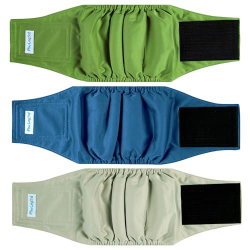 Paw Legend Washable Dog Belly Band Wrap Diapers for Male Dog | High Absorbing Puppy & Doggy Diapers Male (3 Pack,Army,Grey,Navy,Small)