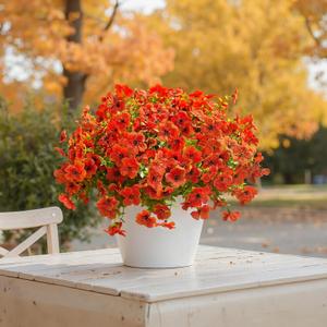 Artificial Flowers for Outdoors Indoors Fake Daisy Flowers Plants for Outside 12 Bundles Garden Home Decoration for Patio Porch Window Box Home Wedding Farmhouse Outside Hanging Decor (Orange)