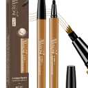 2 x AWROSE Eyebrow Pencil, 2 Pack 3D Microblading 4-Tip Eyebrow Pen, Magic Precise Natural Waterproof Eye Brow Pen with Hair Like Strokes, 4 Fork Tip Multi-Used Eye Brow Pencils for Women, Men