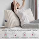 Headboard Pillow Queen, Triangular Wedge Pillow Headboard Queen, Cushion Headboards Reading Pillows, Backrest Pillows for Sitting in Bed or Working with Removable Cover, Beige