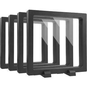 4 Pack 3D Coin Display Frame - 5.5x5.5x0.8' Floating Frame Set for AA Medallions, Jewelry, Fossil