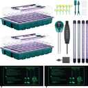 Seed Starter Tray with Grow Lights and Heat Mat, 3-in-1 Soil Meter, 80-Cell Seed Growing Tray, Germination & Plant Propagation Station for Indoor Plants 2-Pack
