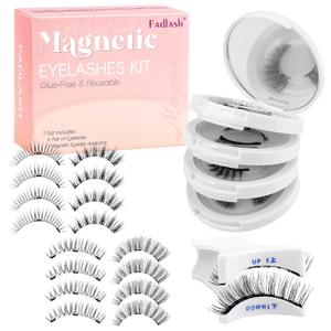FADLASH Magnetic Eyelashes with Applicator 4 Pairs Magnetic Lashes Natural Look No Glue Needed Reusable Easy to Wear False Eyelashes (604+079+806+B7)