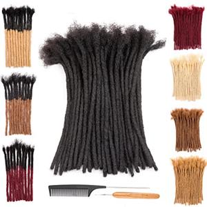 DAIXI 0.2cm & 0.4cm & 0.6cm & 0.8cm Thickness 8 Inch 10 Strands 100% Real Human Hair Dreadlock Extensions for Man/Women Permanent Loc Extensions Bundles Can Be Dyed Bleached Curled and Twisted