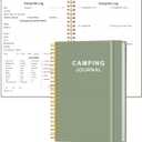 Heveboik Camping Journal and RV Travel Log Book - A5 Outdoor Camp & Adventure Journal for 25 Camping, Hiking Journal, Family Travel Books Camper Essentials Camping, 5.8" x 8.5", Cyan