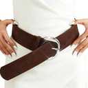 BODIY Vintage Suede Belt Western Wide Belt Thick Waist Belts Brown Leather belts for Women