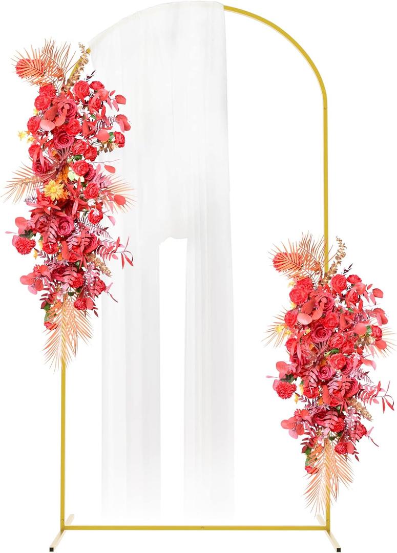 Fomcet 7.2x4FT Metal Arch Backdrop Stand Gold Wedding Arched Frame for Ceremony Birthday Party Graduation Bridal Baby Shower Anniversary Background Decoration